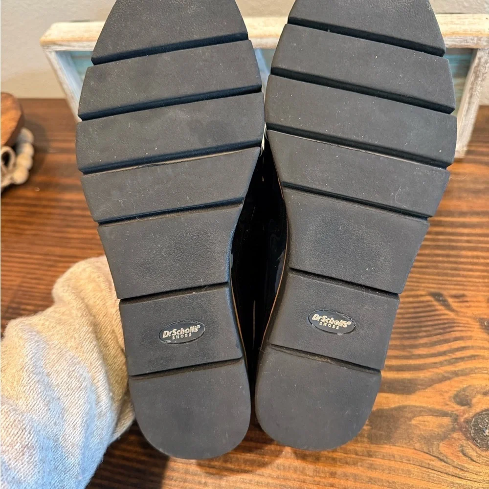 Dr. Scholl’s Black Patent & Suede Loafers Size 8.5 Academia Grunge Preppy career